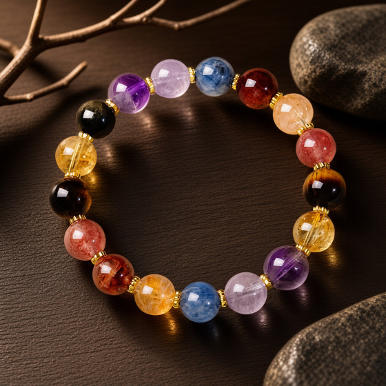SERYU Multicolour Bead Bracelet – Gold-Tone Accents