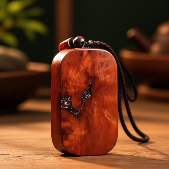 SERYU Jujube Wood U-Shaped Pendant – Natural Grain