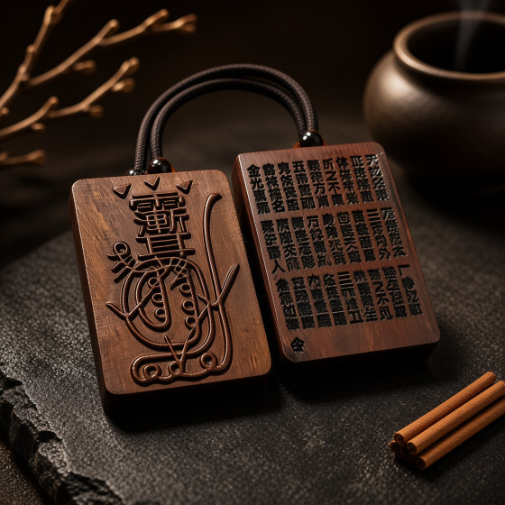 SERYU Carved Jujube Wood Pendant – Ziwei Motif